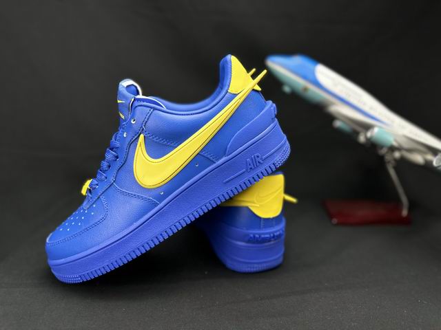 Cheap Nike Air Force 1 Blue Yellow Big Swoosh Shoes Men and Women-18